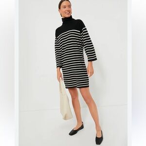 Tuckernuck Pomander Place Black & White Striped Durand Turtleneck Dress 
Size XS